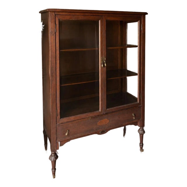 Queen Anne Style Antique China Cabinet For Sale