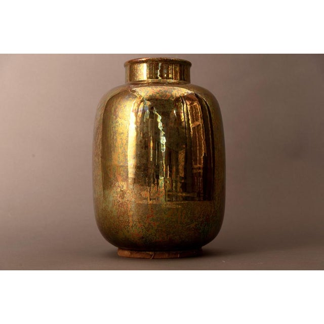 Ceramic Golden Vase in Glazed Ceramic by Riccardo Gatti For Sale - Image 7 of 7