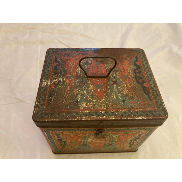 Art Nouveau Antique Toleware Art Deco Art Nouveau Small Biscuit Box by Uneeda Co. “ National Biscuit Co For Sale - Image 3 of 12