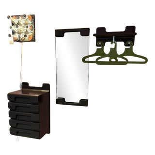 Vintage Space Age Wardrobe with Mirror and Chest of Drawers Set by Ernest Igl for Schönbuch, Set of 6 For Sale