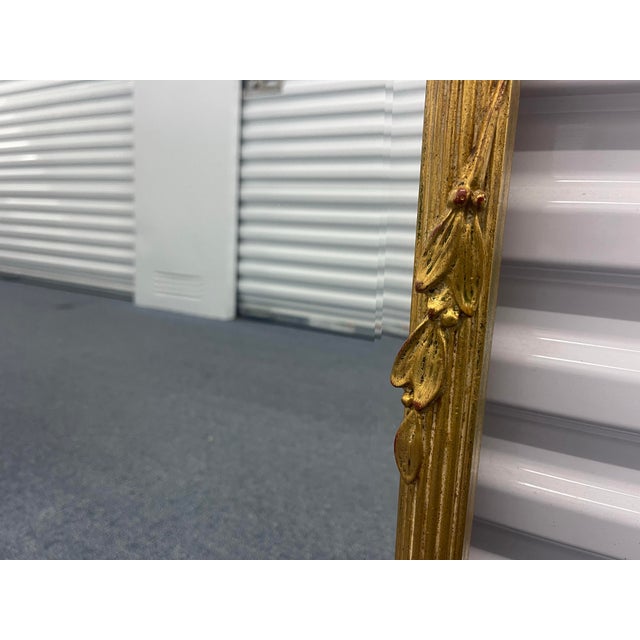 Vintage Carvers’ Guild Old Gold Leaf Beveled Wall Mirror With Ribbon Crest, 40.75” For Sale - Image 9 of 12