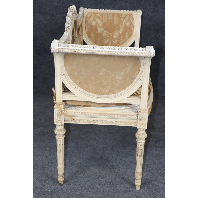 Cream 1940's Louis XVI Style Settee Window Bench Attributed to Maison Jansen For Sale - Image 8 of 12