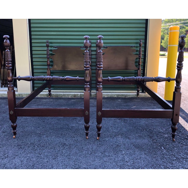 Antique Mahohany Pineapple Post Twin Beds a Pair Chairish