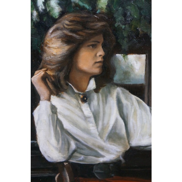 Textile Late 20th Century Harry McCormick "Boerum Hill Cafe" Brooklyn Inn Bar Oil Painting Gold Leaf 43" For Sale - Image 7 of 13