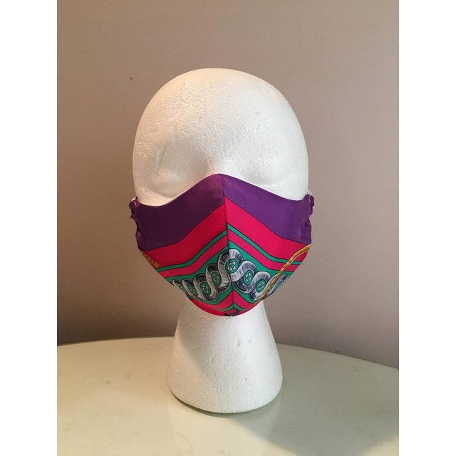 Contemporary Hermes Vintage Handmade Bride de Cour Silk Scarf Face Mask For Sale - Image 3 of 7