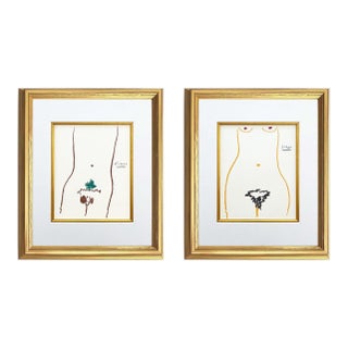 1960s Picasso Lithograph Set of 2 Framed Adam and Eve For Sale