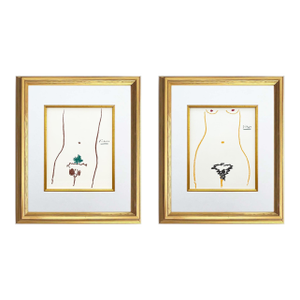 1960s Picasso Lithograph Set of 2 Framed Adam and Eve