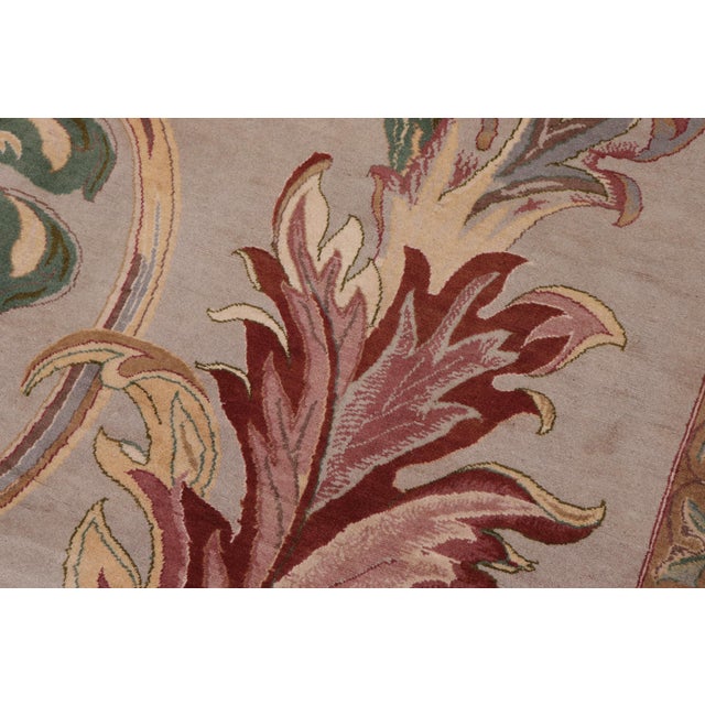 1990s 1990s Art Nouveau Heritage Lt. Gray/Green Wool Rug - 10'3" X 14'4" For Sale - Image 5 of 8