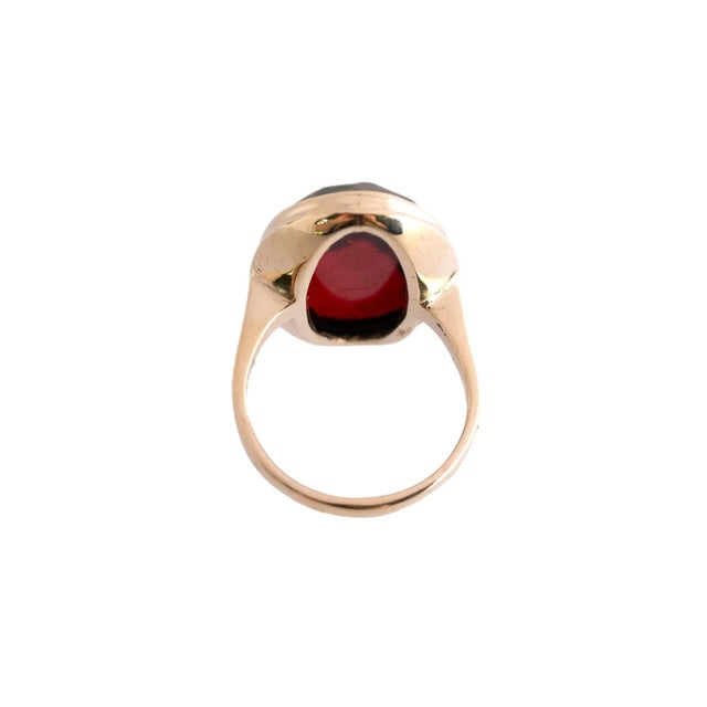 Mid 20th Century Faceted Red Amber Ring, Size 9.5 For Sale - Image 4 of 5