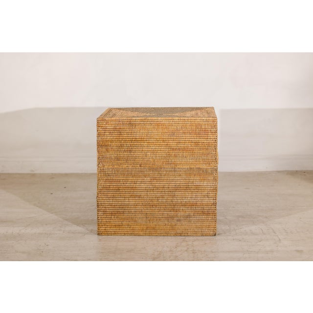 Brown Large Vintage Woven Rattan Storage Box with Removable Lid For Sale - Image 8 of 15