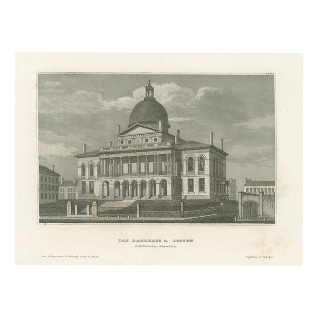 Joseph Meyer and Hermann Meyer, Boston State House on Beacon Hill, 1850, Steel Engraving For Sale