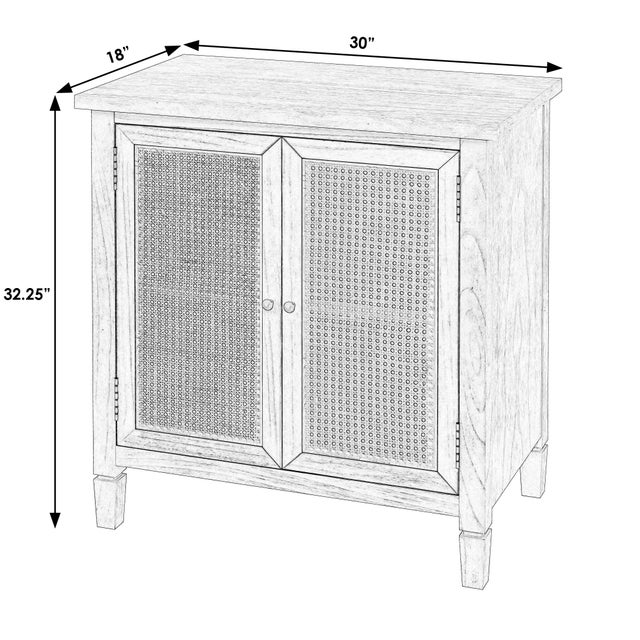 Traditional Flagstaff 30 in. W Rectangular Wood 2 Door Cane Accent Storage Cabinet, Black Cane For Sale - Image 3 of 8