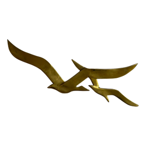 1960s Vintage Mid Century Brass Flying Seagulls Wall Hanging