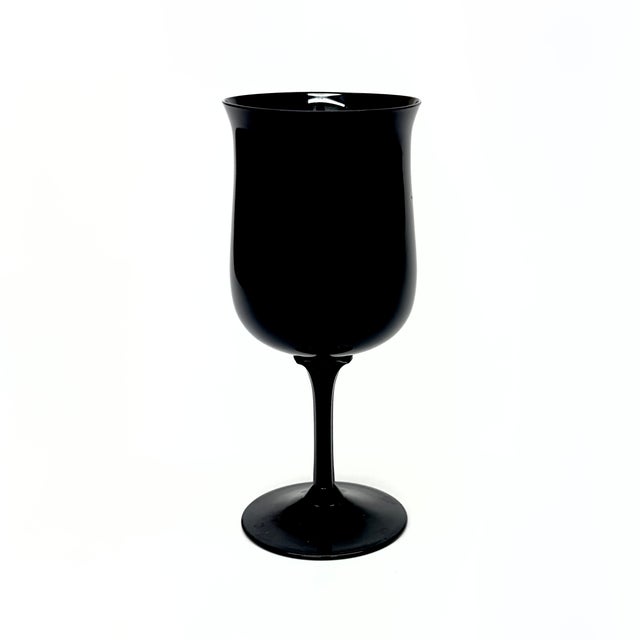 Mid-Century Modern Black Glass Stemware Curation - Group of 9 For Sale - Image 9 of 14