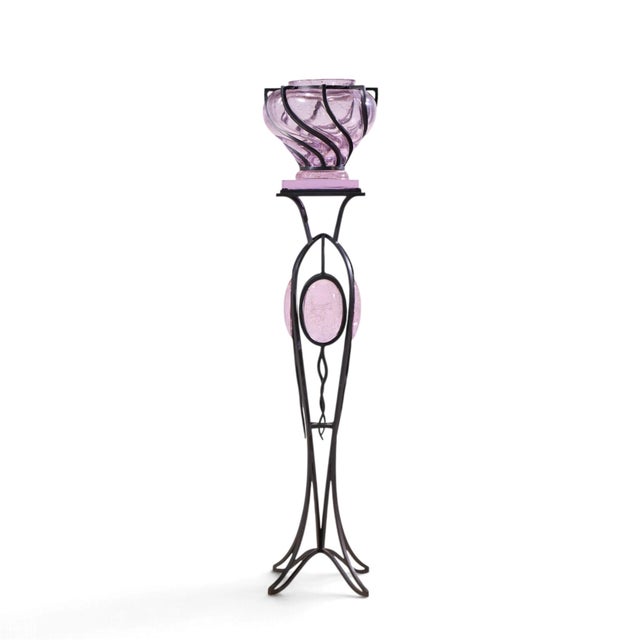 André Dubreuil for Daum Monumental Chantilly Vase and Pedestal The vase measures: 14.75 wide x 14.75 deep x 12.75 inches...