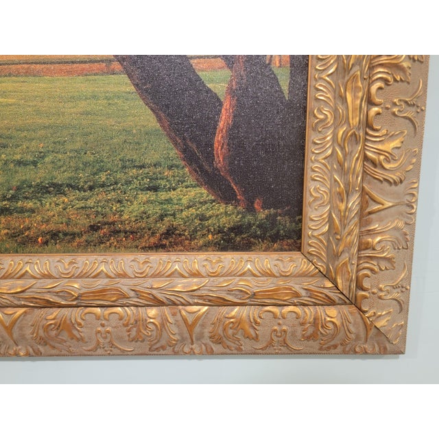 Gold Large Framed Horse Pasture Canvas Photograph in Ornate Antiqued Gold Frame For Sale - Image 8 of 10