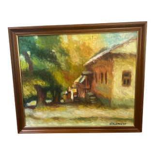 20th Century European School Oil on Canvas Impressionist Style Cityscape Titled Old Town by Iurie Platon Signed Framed Made in 1997 For Sale