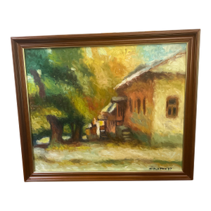 20th Century European School Oil on Canvas Impressionist Style Cityscape Titled Old Town by Iurie Platon Signed Framed Made in 1997