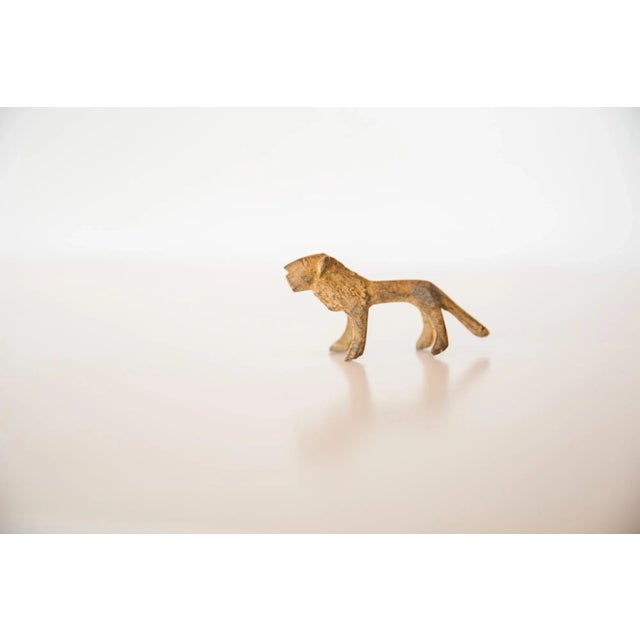 Vintage African Mini Bronze Lion With Rusty Patina For Sale - Image 4 of 7