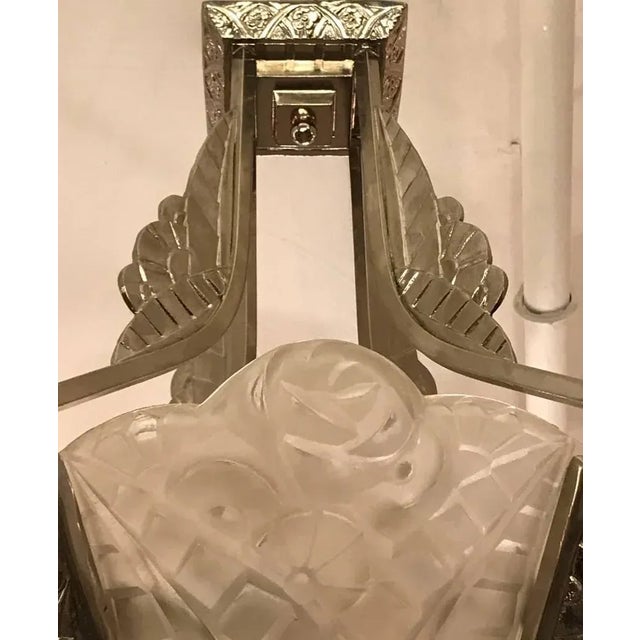 White French Art Deco Chandelier Signed by Degue For Sale - Image 8 of 11