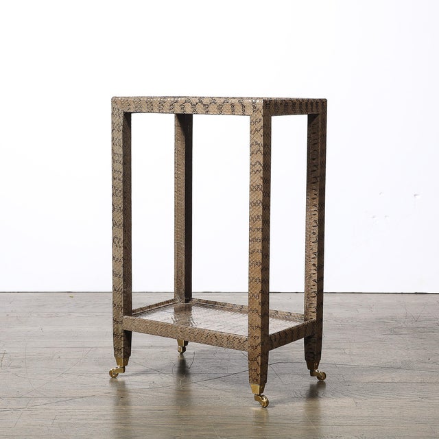 Mid-Century Modernist Python Side Table With Brass Castors by Karl Springer For Sale - Image 14 of 16