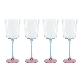 Sachi Pink & Blue Red Wine Glasses, Set of 4 For Sale
