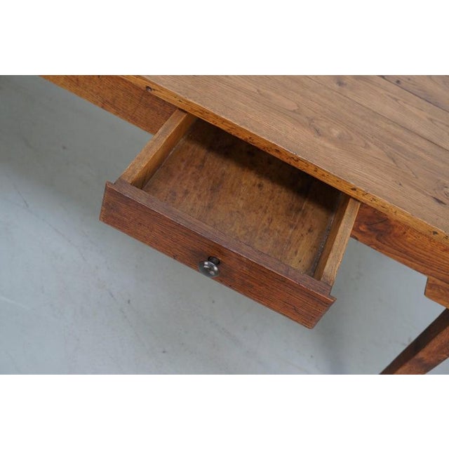 Late 19th Century French Rustic Oak Farmhouse Dining Table For Sale - Image 4 of 18