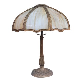 Antique Slag Glass Table Lamp For Sale