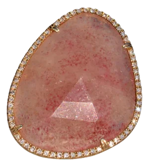 The American River: Rose Quartz and Natural Diamond Halo Cocktail Ring in Yellow Gold