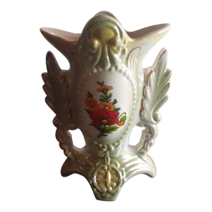 1940s Victorian Poppy Lusterware Spill Urn Vase, Made in Brazil