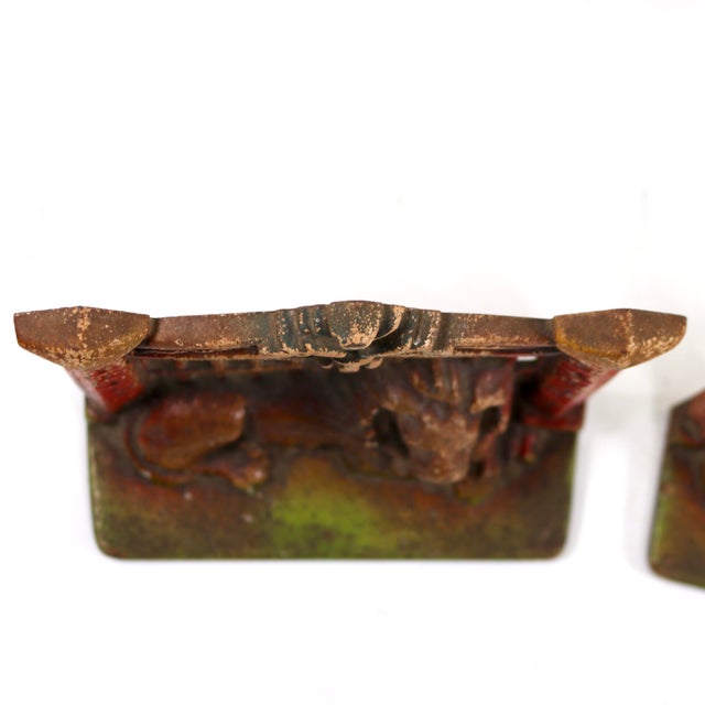 Antique Gaurdian Lion Painted Cast Iron Bookends-a Pair For Sale - Image 9 of 13