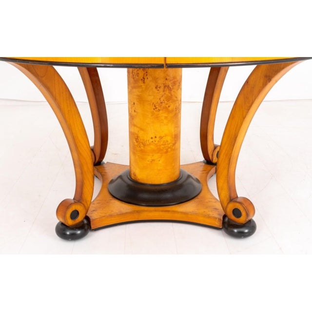 Wood Biedermeier Style Birch and Parcel Ebonized Extending Circular Dining Table For Sale - Image 7 of 9