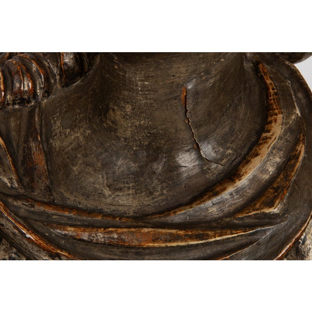 Pair of Carved Polychromed Wood Reliquary Busts of Saints, 17th/18th Century For Sale - Image 16 of 18