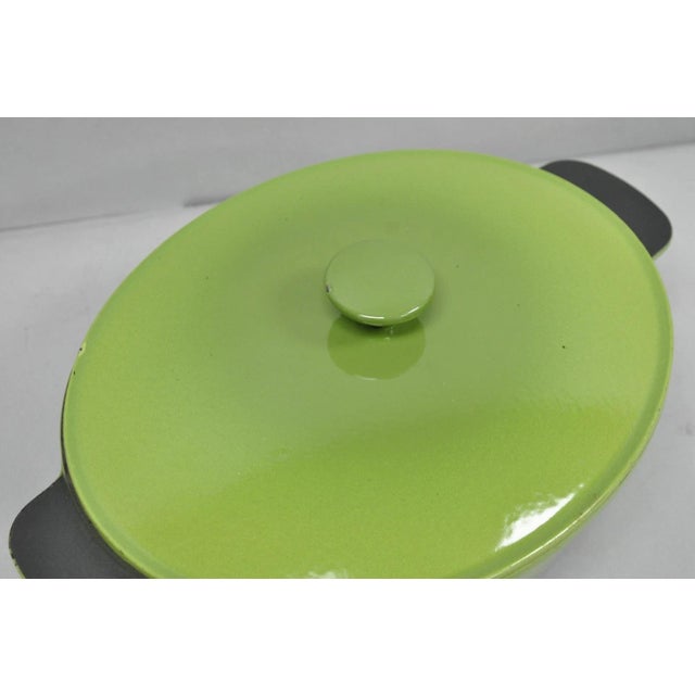 Vintage Cast Iron Dutch Oven Made in France 20538 Green Casserole Pot W/ Lid For Sale - Image 14 of 15