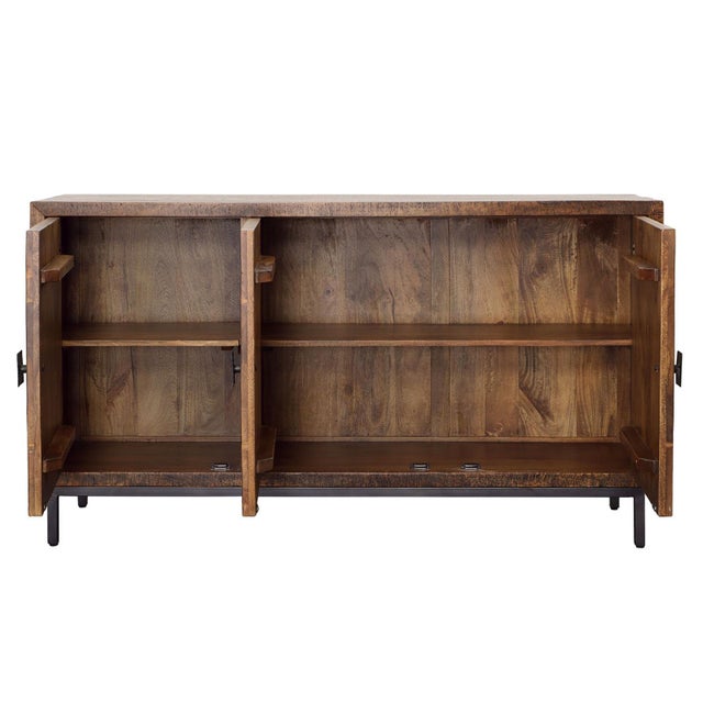 Mid-Century Modern Diamond Parquet Wood Sideboard For Sale - Image 3 of 8