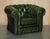 Stunning vintage suite of circa 1970’s Bottle Green leather Chesterfield club sofa and armchair A very good looking and...
