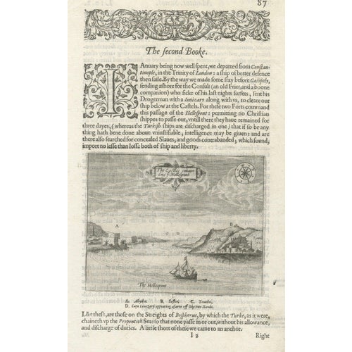 Dardanelles & Hellespont View by George Sandys, 1621 For Sale
