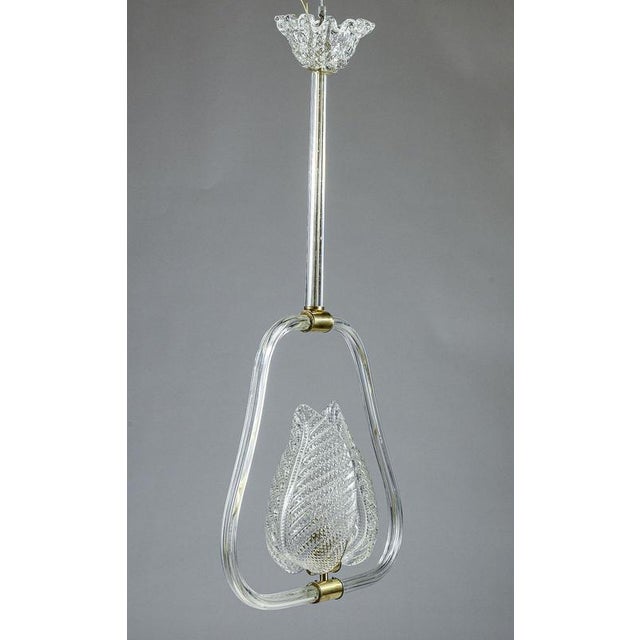 White Murano Pendant Light with Leaves For Sale - Image 4 of 9