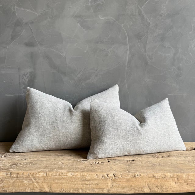 Traditional Belgian Otis Linen Lumbar Pillow in Snow 12 X 20 Inch With Insert For Sale - Image 3 of 6