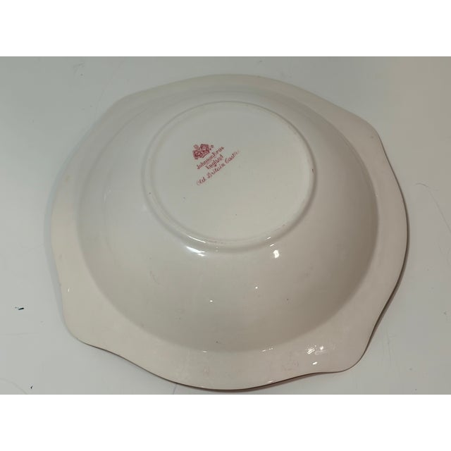 Brick Red Johnson Brothers Old Britain Castles Red Earthenware Serving Bowl 9" Crown Stamp For Sale - Image 8 of 9
