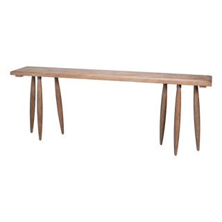 Rustic Carved Leg Console Table in Natural Pine For Sale