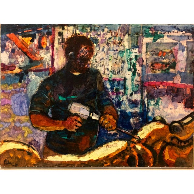 Genre: Modern Subject: Wood carver, Circus Fair Medium: Oil Surface: Board Country: United States signed lower left Donald...