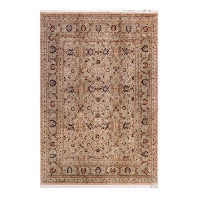 Boho Chic Pak-Persian Beige/Gold Wool Rug - 9'10'' X 13'10'' For Sale