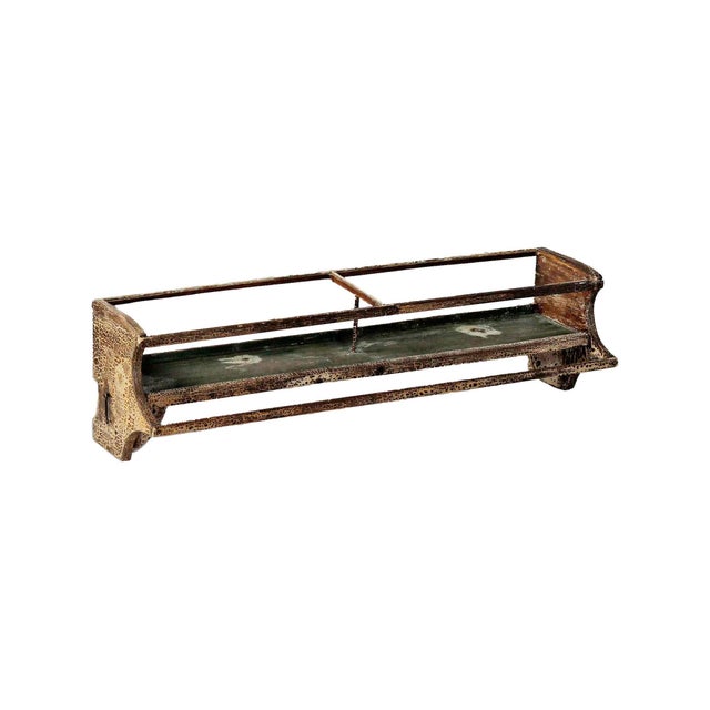 Wood Antique Wall Shelf With Original Distressed Paint For Sale - Image 7 of 7
