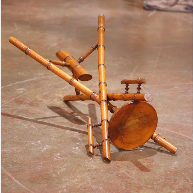 19th Century French Hand Crafted Faux Bamboo Tripod Display or Plant Stand For Sale - Image 11 of 12