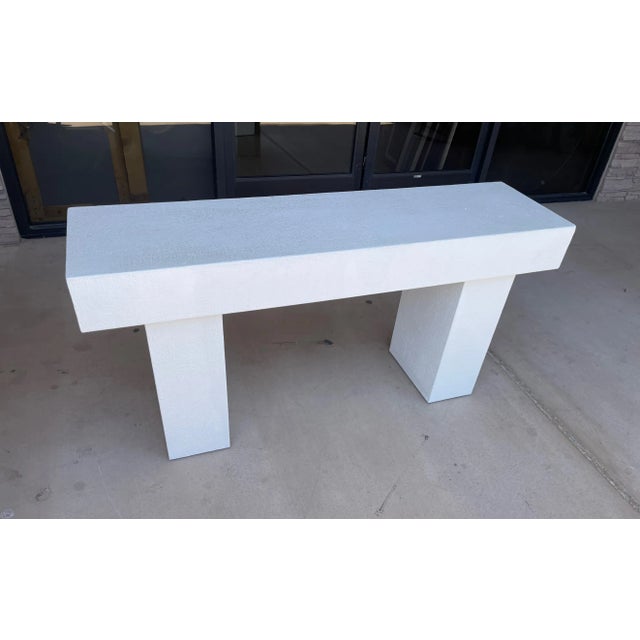 Wood Vintage Postmodern White Textured Plaster Console Table For Sale - Image 7 of 9
