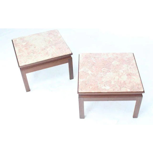 Wood Mid-Century Modern Marble-Top Low End Tables - a Pair For Sale - Image 7 of 9