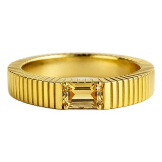 Citrine Solitaire Ring for Men Silver, Gold, Size 9 For Sale