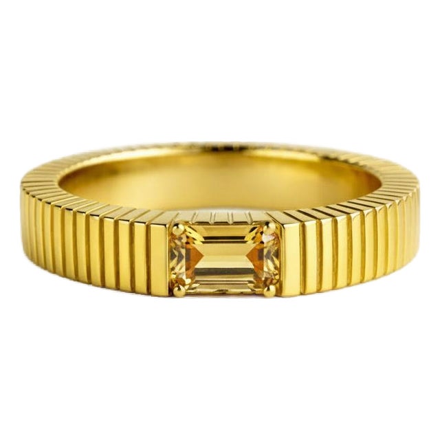 Citrine Solitaire Ring for Men Silver, Gold, Size 9 For Sale