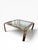 Mid-Century Modern 1970s Mastercraft × John Widdicomb Brass and Glass Coffee Table — 40″ Square For Sale - Image 3 of 16
